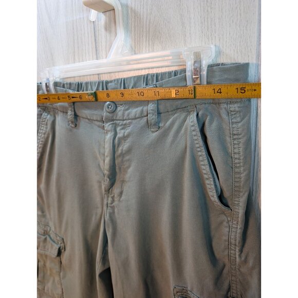 American Eagle Olive Green Cargo Pants Mid-Rise Baggy Wide Leg Stretch Casual 4 - Picture 10 of 11